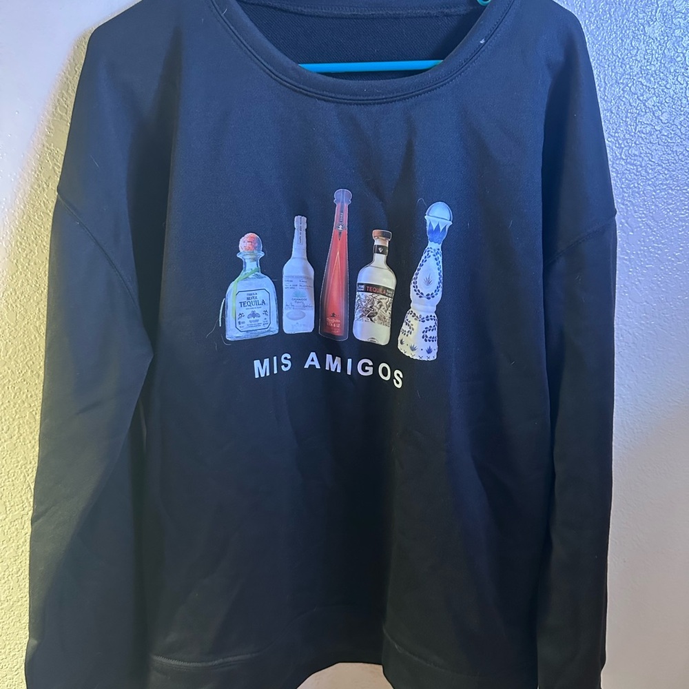Black Graphic Sweatshirt with Bottle Design